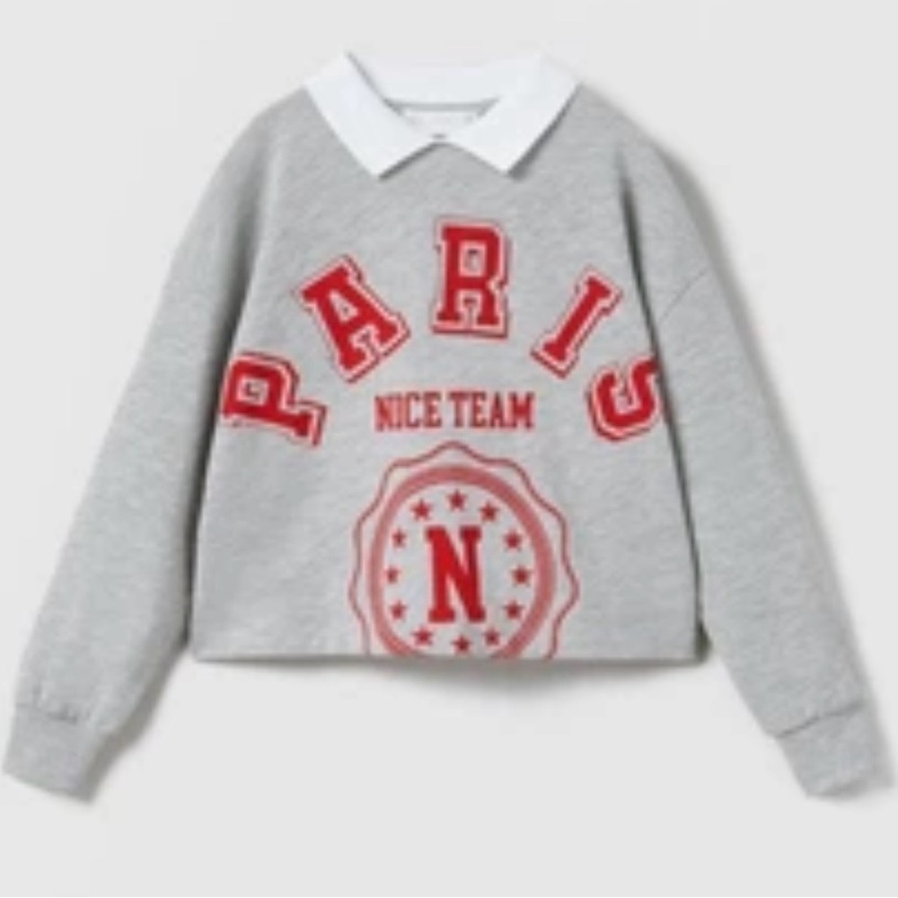 Zara Gray and Red girls crop top.